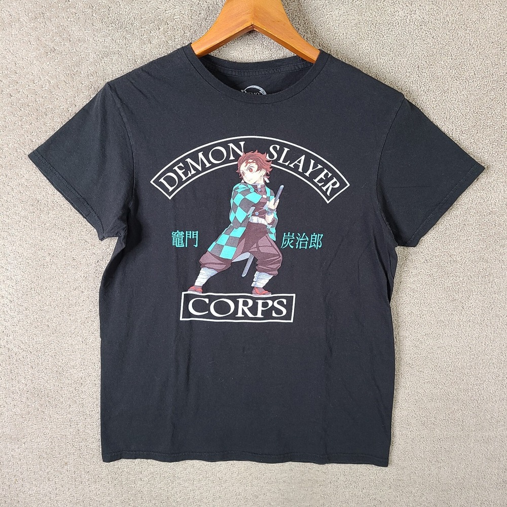 Demon Slayer Shirt Mens Medium Black Graphic Anime Aniplex Short Sleeve Cotton